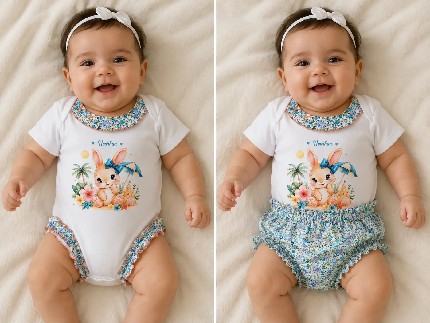 Body bebé personalizado azul con braguita a juego
